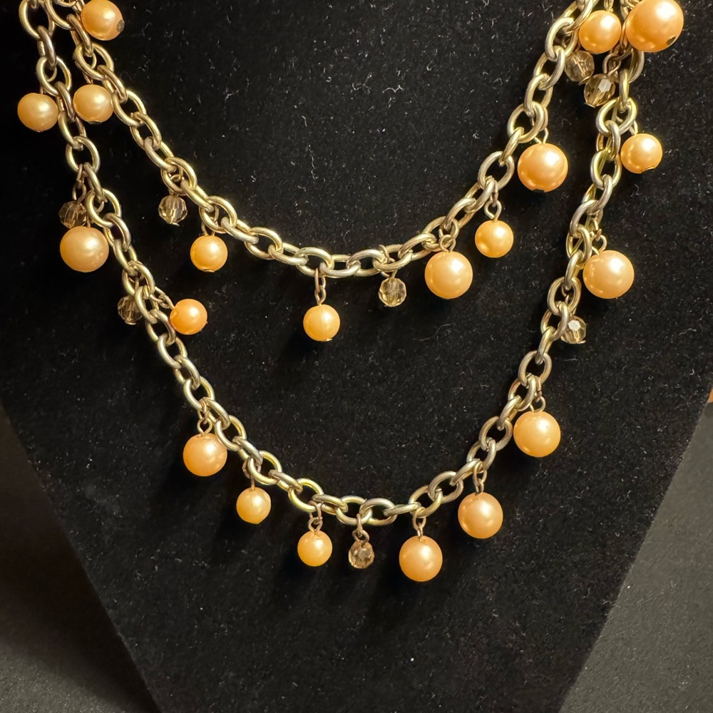 Peachy Cha-Cha Pearl and Bead Necklace